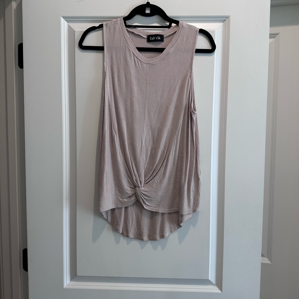 Fab'rik Women's Taupe Twist Front Tank Top
